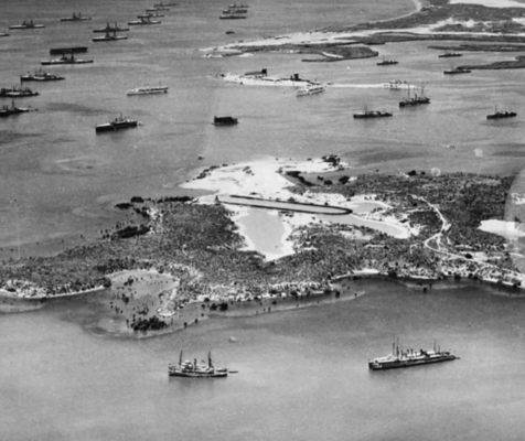 scan of old aerial image of Guantanamo bay