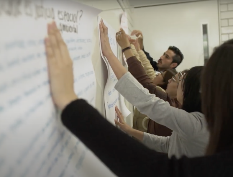 Group of people collaborating on a project